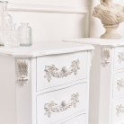 White bedroom furniture, Pair of Antique White 3 Drawer Bedside Table - Pays Blanc Range