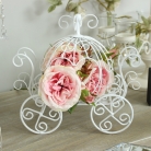 White Metal Heart Carriage Candle Holder