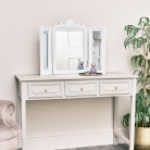 White Ornate Dressing Table Triple Mirror