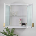 White Reeded Glass Wall Cabinet