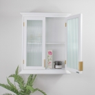 White Reeded Glass Wall Cabinet