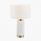 White Textured Ceramic And Gold Table Lamp