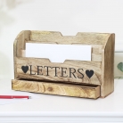 Wooden Letter Rack Organiser with Drawer Storage
