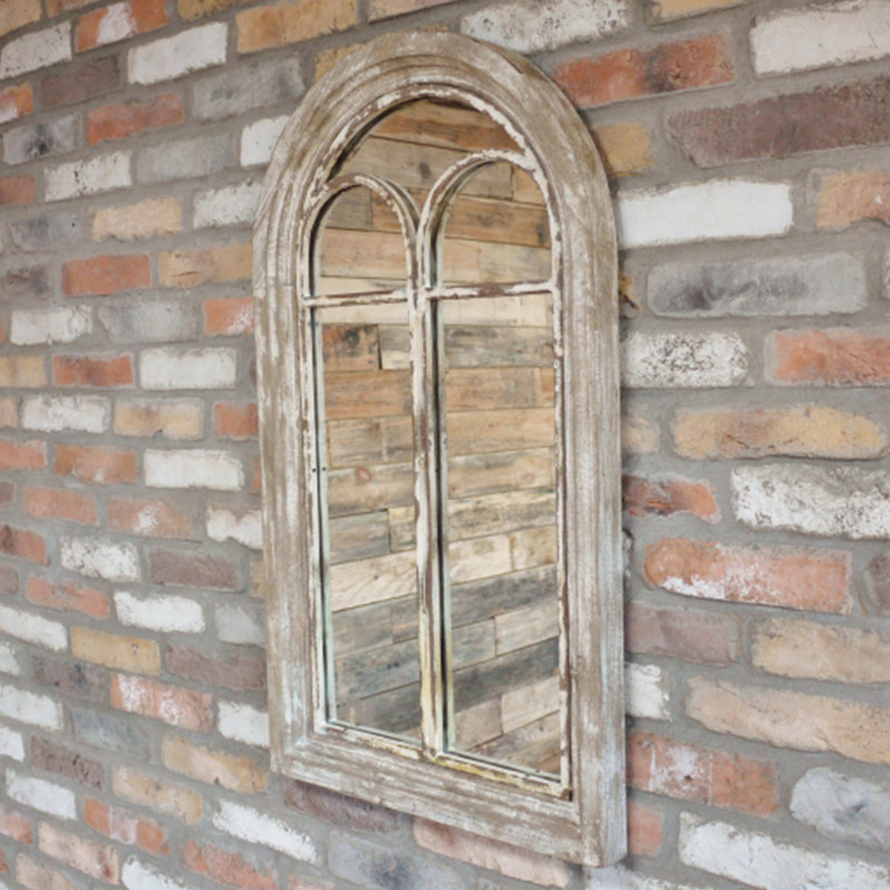 Rustic Wooden Arch Window Mirror 54cm X 94cm Rustic Wooden Arch Window Mirror 54cm X, Wooden Arch Window Mirror