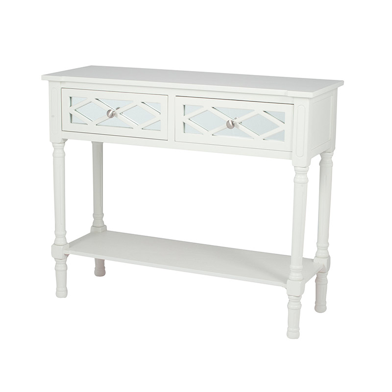 Slim White Mirrored Console Table, Mirrored Console Table With Storage