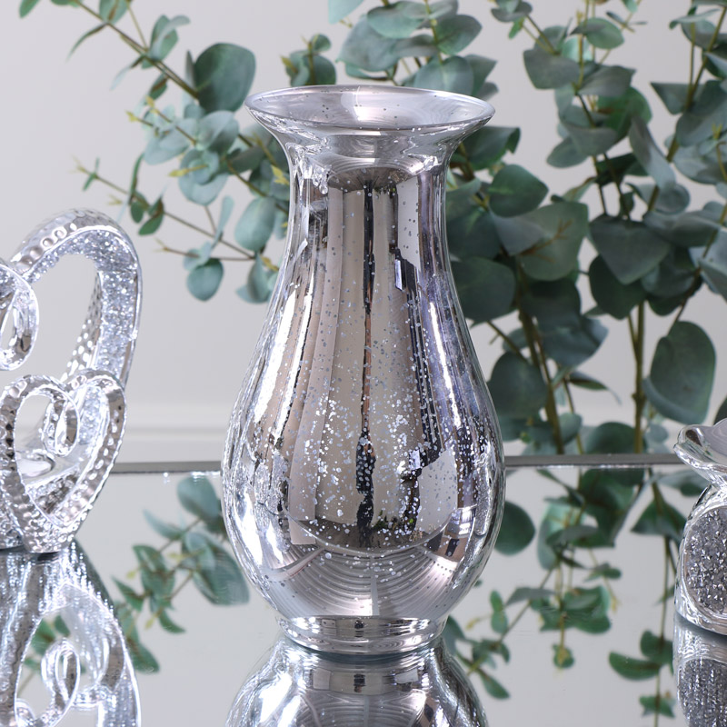 Mottled Silver Mirrored Vase