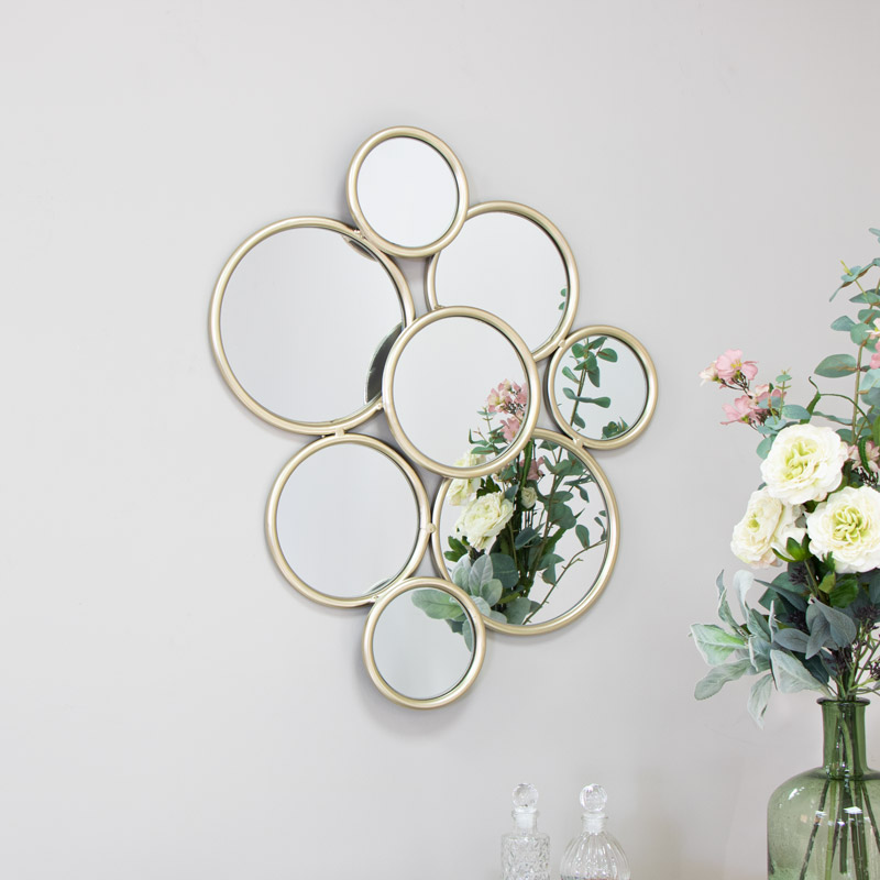 Abstract Multi Circle Champagne Mirror 