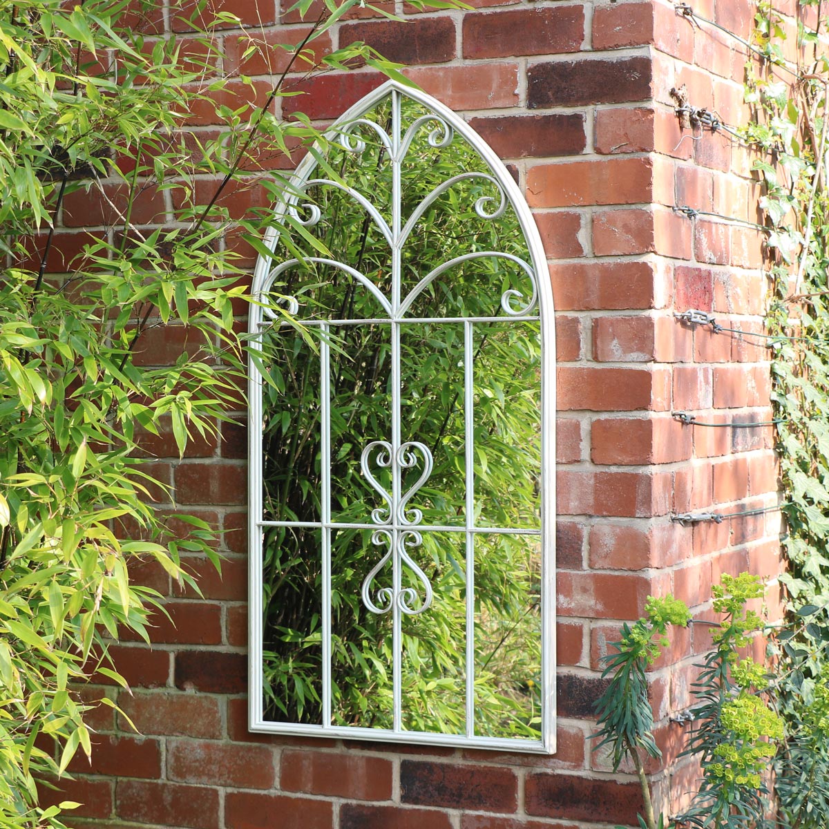 Antique Cream Arched Window Mirror 120cm x 60cm