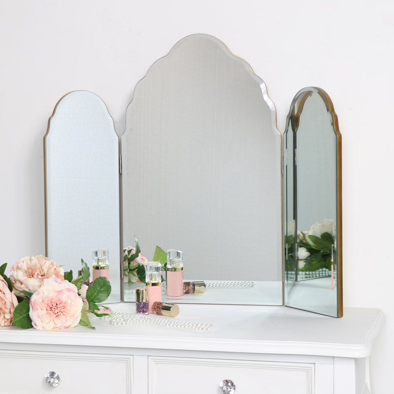 Arched Frameless Wall Mirror 40cm X 60cm, Ornate Vanity Mirror