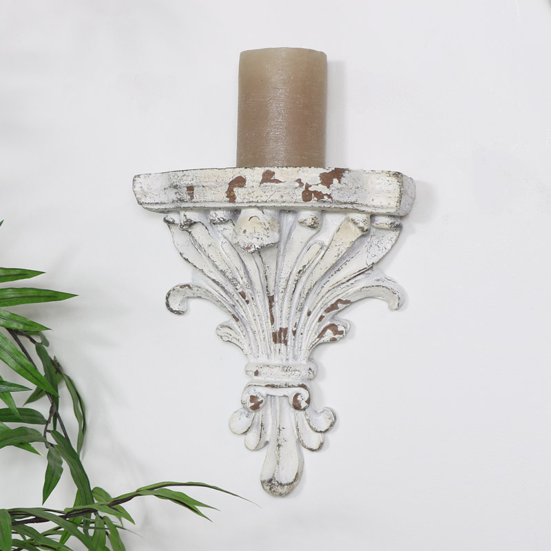 Antique White Wall Sconce Style Shelf
