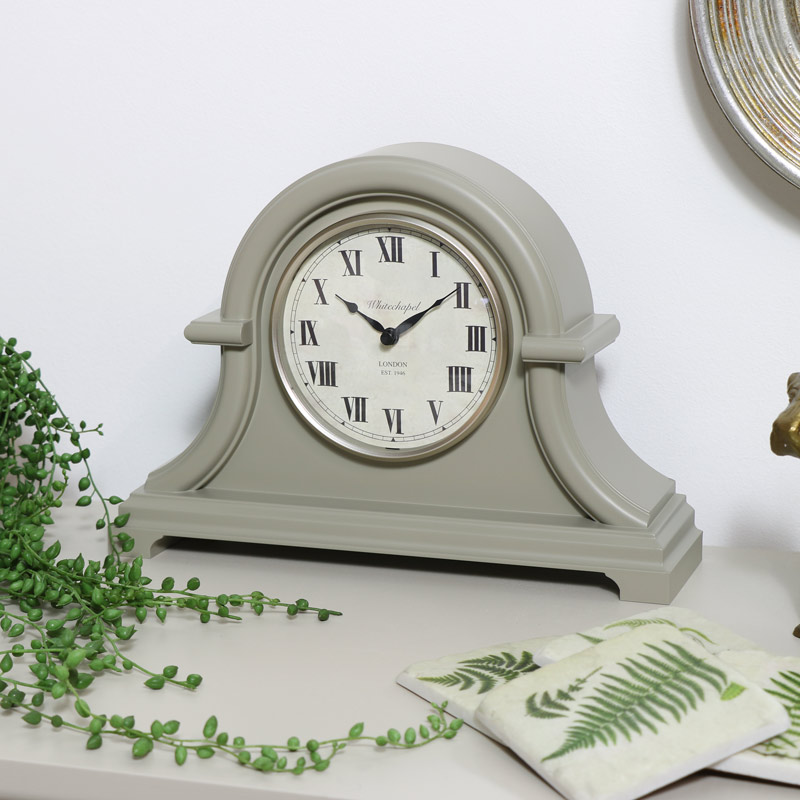 Arched Grey Mantel Clock