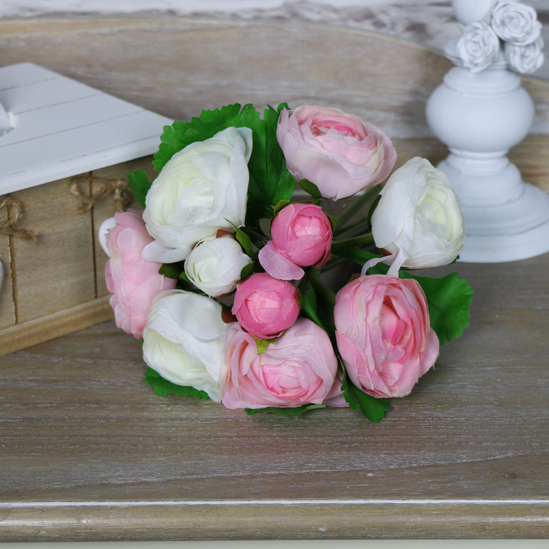 Artificial Pink and White Camellia Posy 