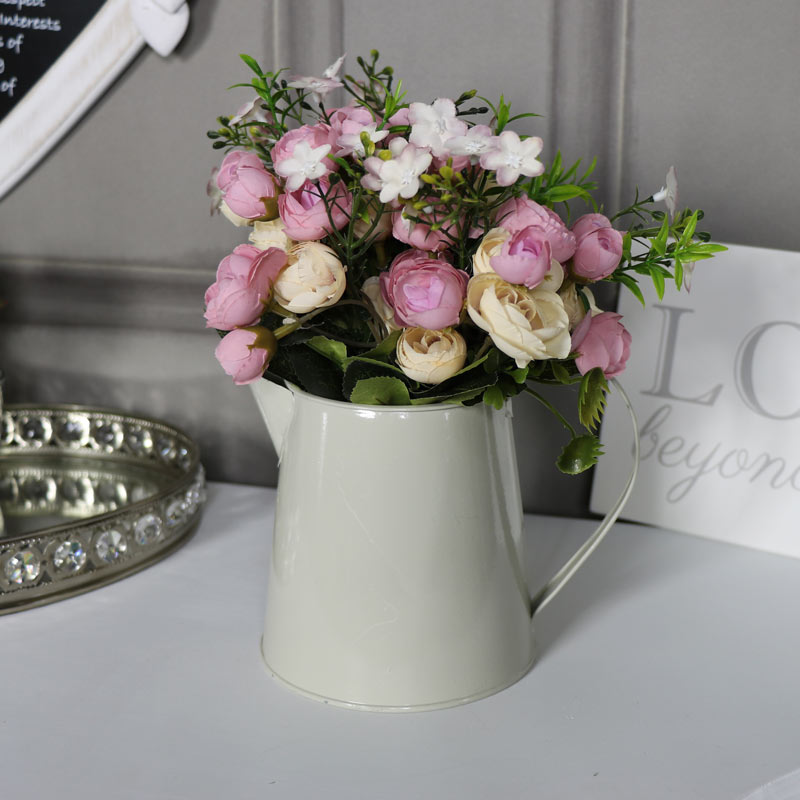 Artificial Rose Arrangement in Small Cream Jug