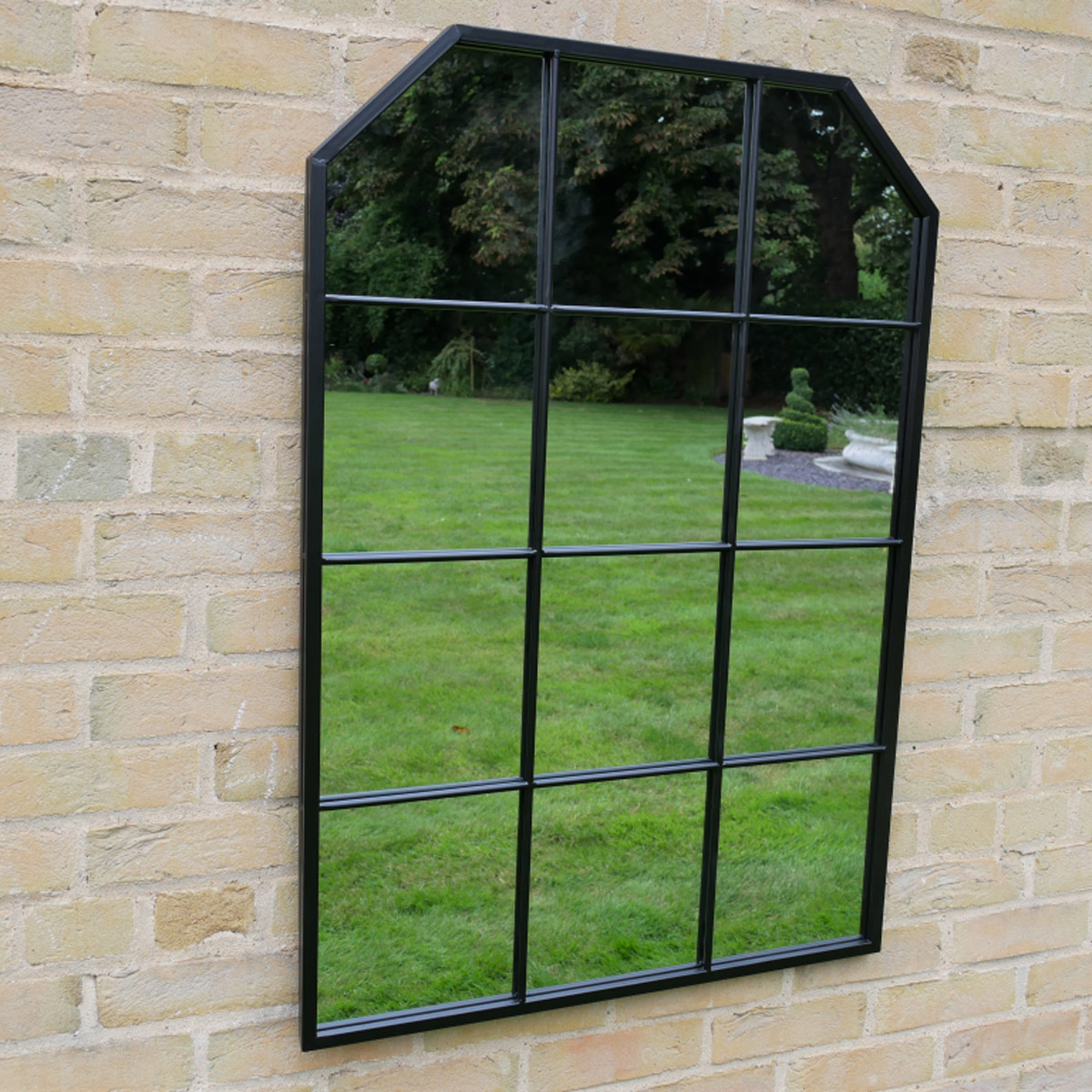Black Flat Arched Wall Mirror 100cm x 70cm