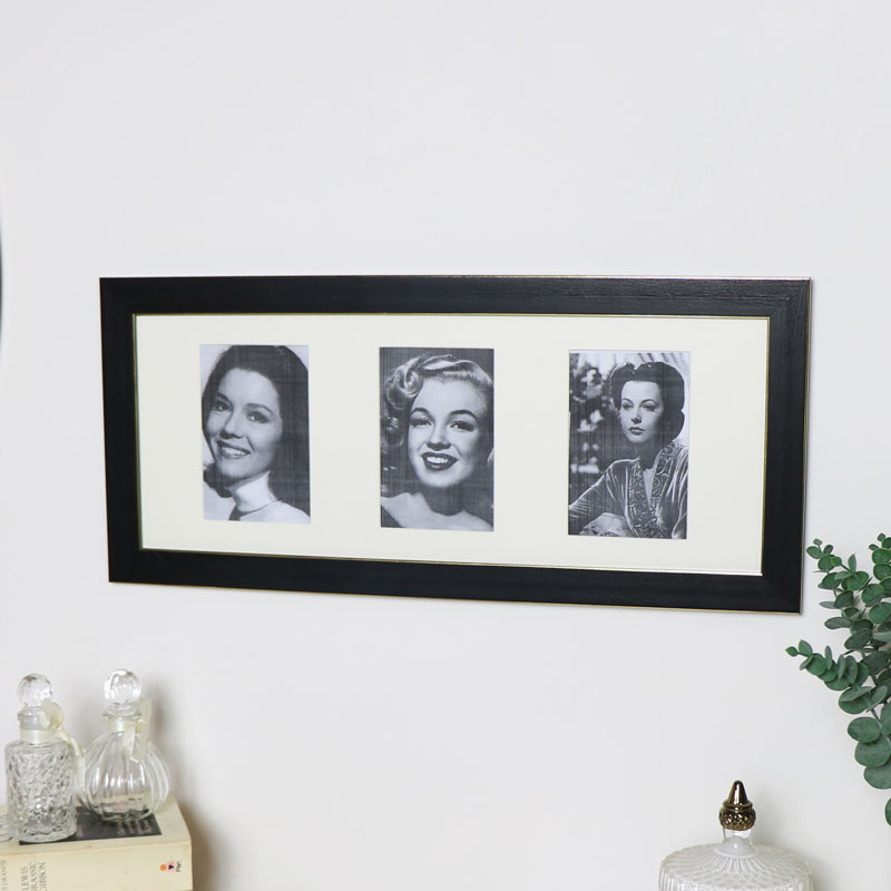 Black & Gold Triple Photo Frame