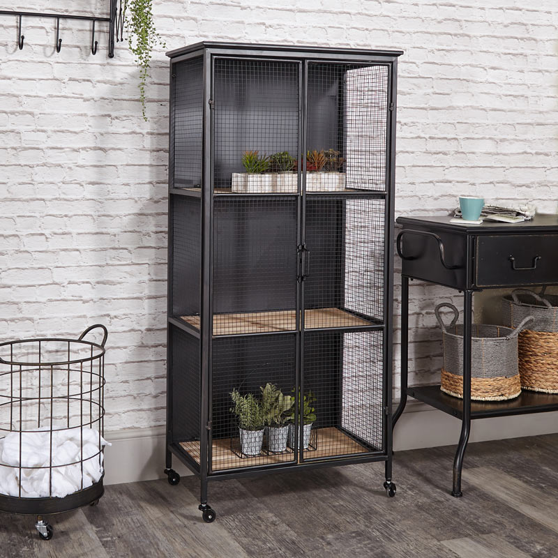 Black Industrial Metal Display Cabinet