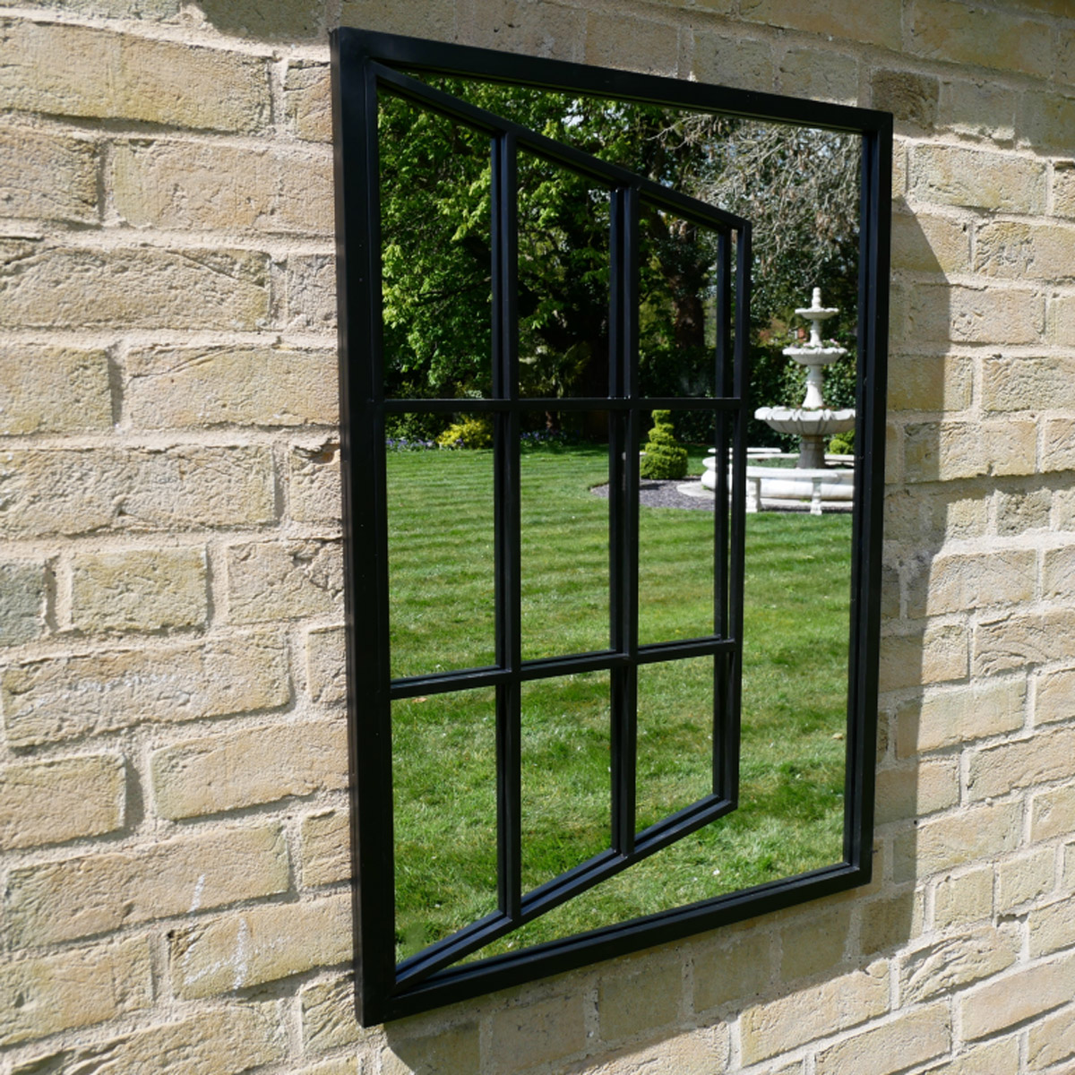 Black Industrial Window Mirror 80cm x 58cm