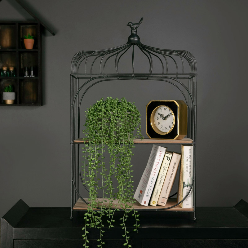 Black Metal Birdcage Display Shelf