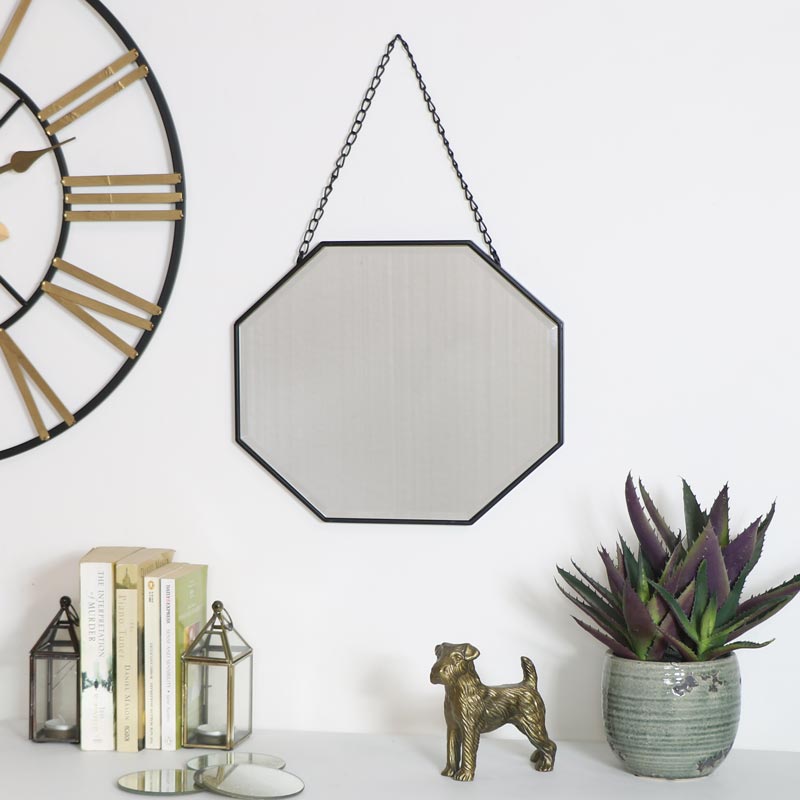 Black Octagonal Wall Mirror 