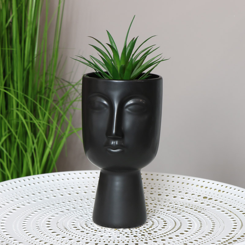 Black Vase with Face Detail