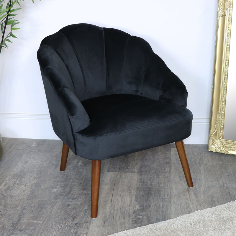 Black Velvet Shell Chair