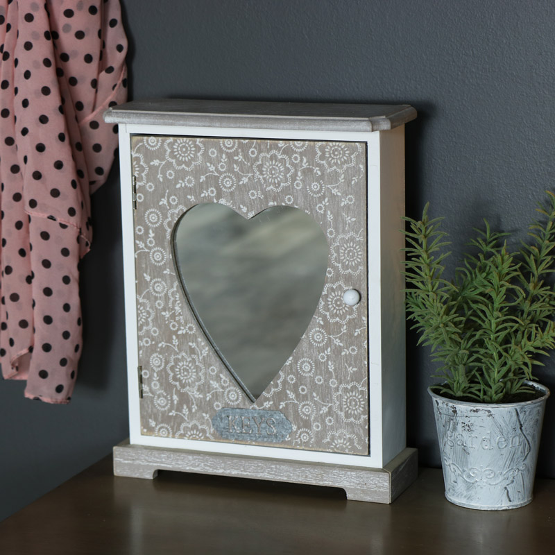 BOHO Key Cabinet With Heart Mirror 