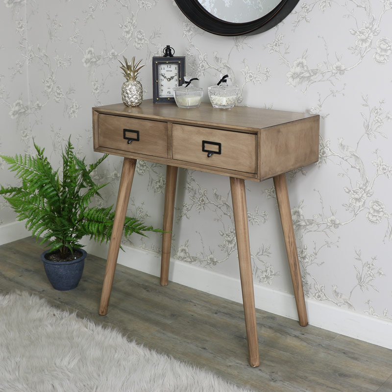 Wooden Retro Style 2 Drawer Wooden Console Table - Brixham Range EX SHOWROOM 2031 