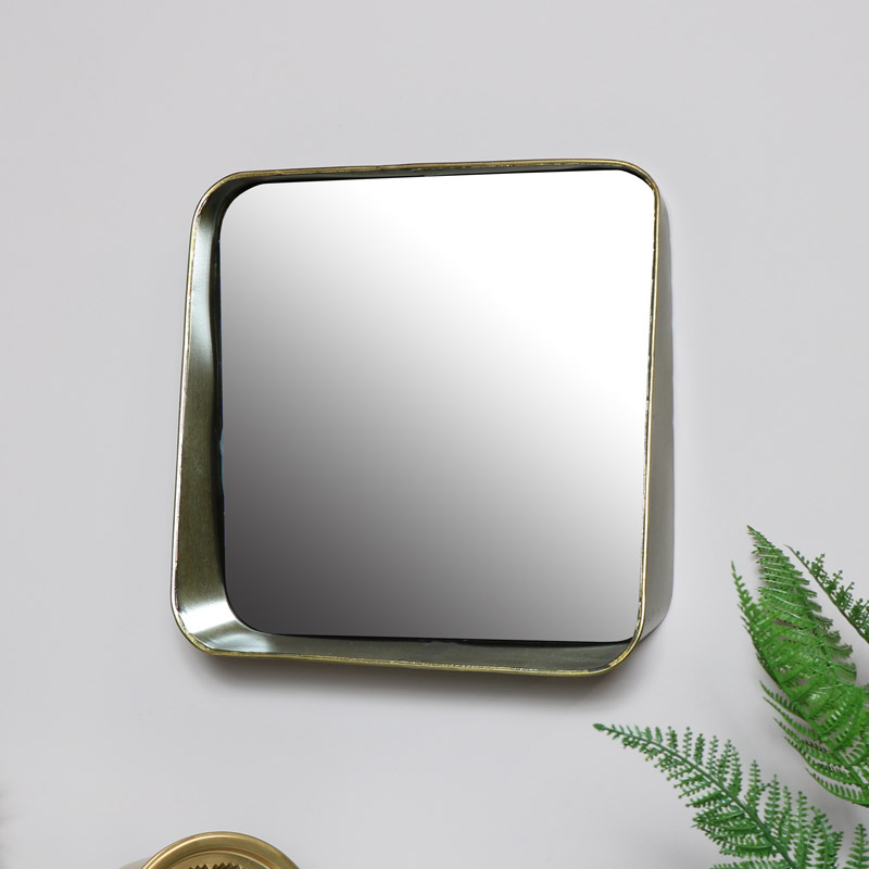 Bronzed Wall Mirror with Shelf