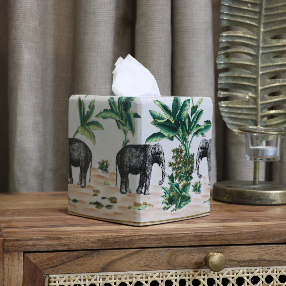Ceramic Elephant Tissue Box