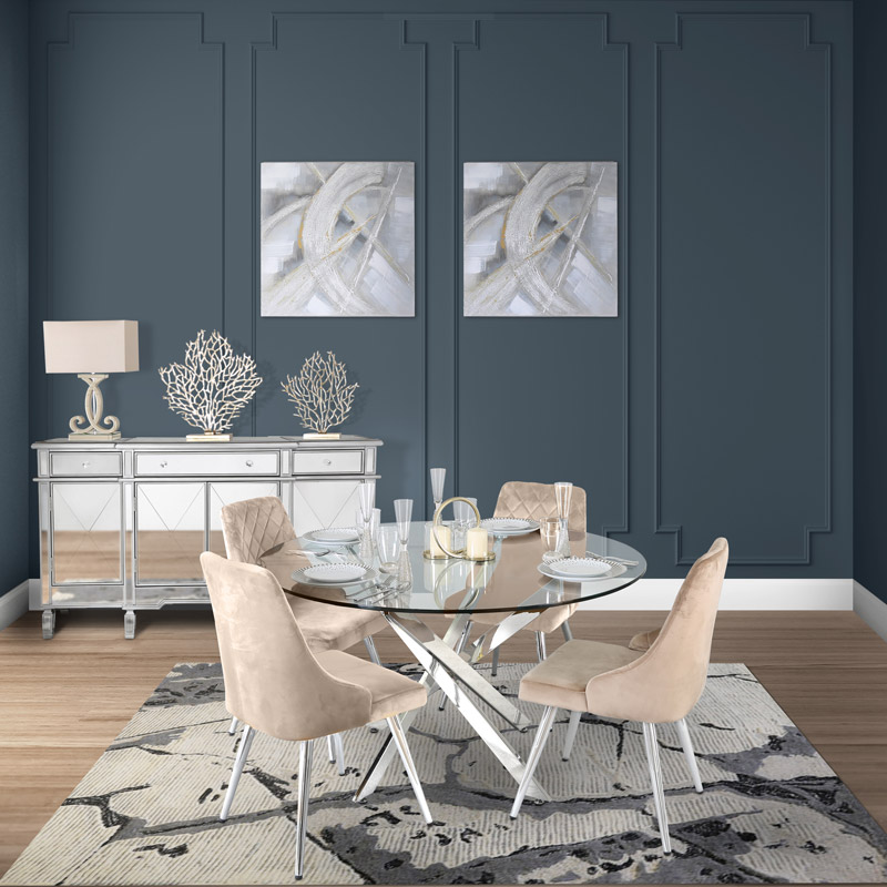 Champagne Glass Chrome Round Dining Table Set Champagne Glass Chrome Round Dining, Wood And Chrome Round Dining Table