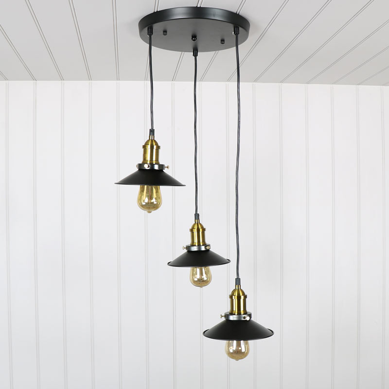 Black Metal 3 Light Ceiling Cluster