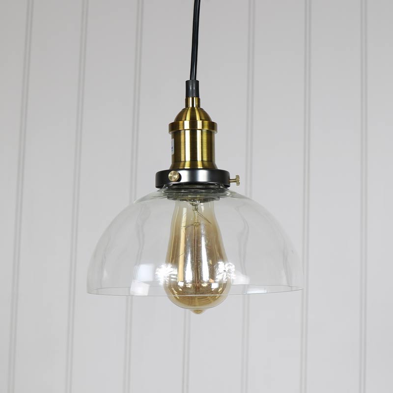 Clear Glass Dome Industrial Pendant Ceiling Light