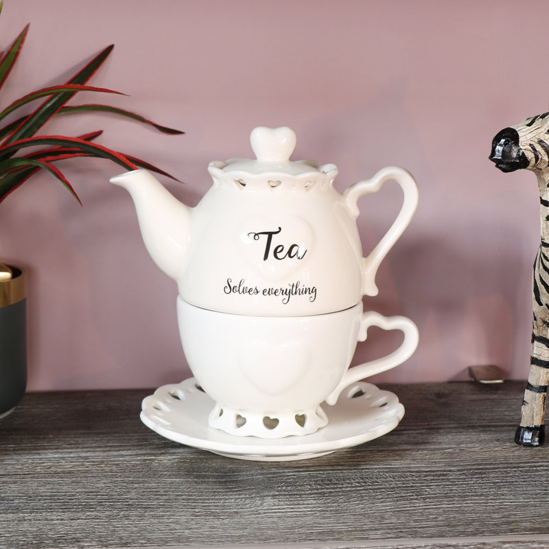 Tea for one cup & teapot set hotsell