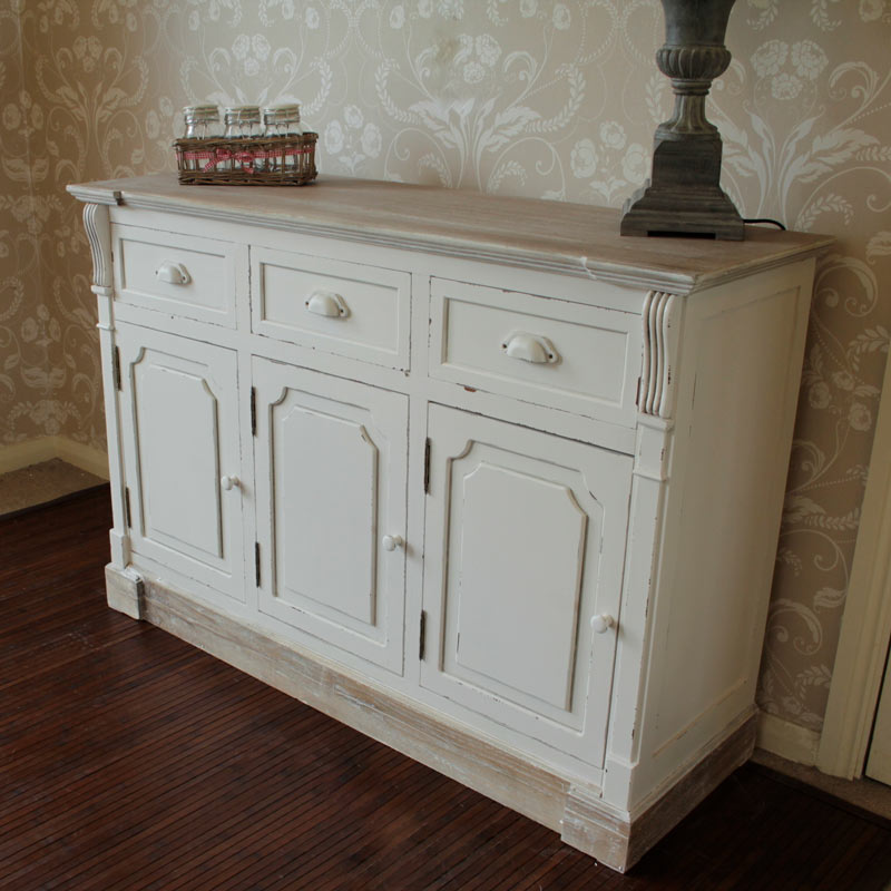 Cream Sideboard with Cupboards & Drawers  - Lyon Range DAMAGED SECOND 3015