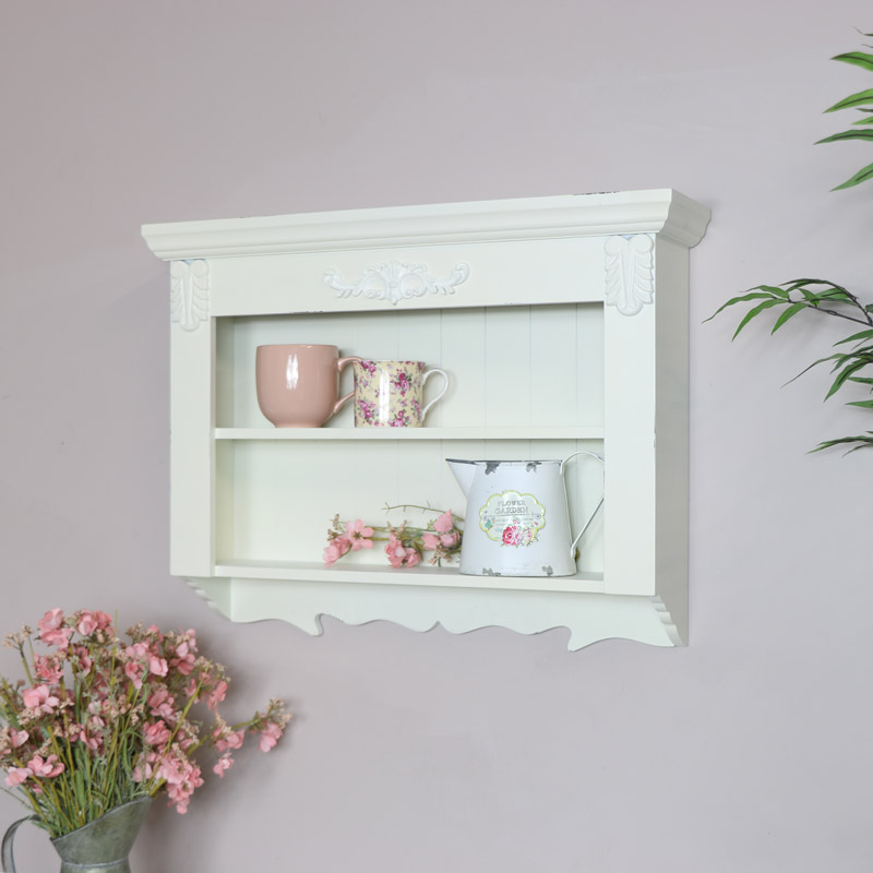 Cream Country Wooden Wall Shelves, White Country Shelves