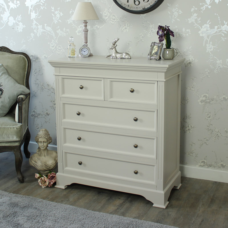 Grey 5 Drawer Chest of Drawers - Daventry Taupe-Grey Range DAMAGE SECOND 1065