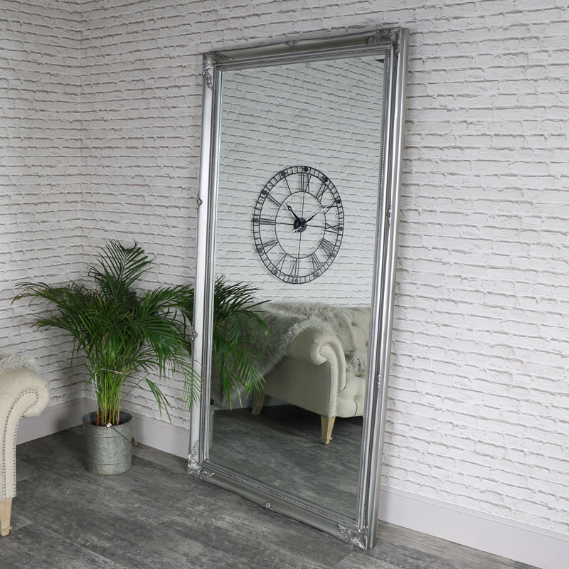 Extra, Extra Large Full Length Ornate Silver Wall/Leaner Mirror 119cm x 220cm