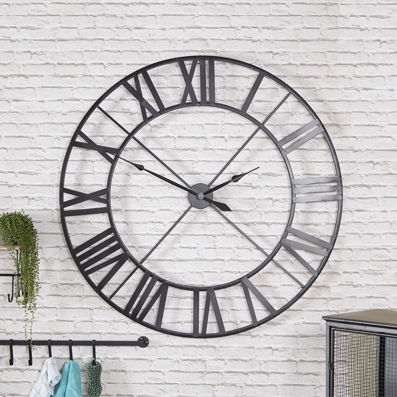 Extra Large Black Skeleton Wall Clock