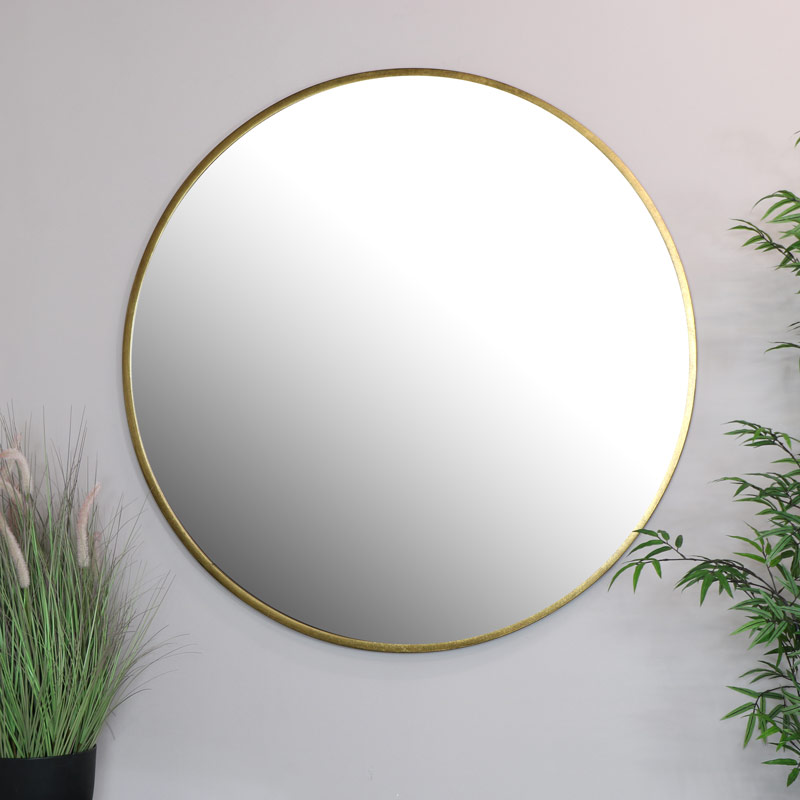 Extra Large Round Gold Wall Mirror, Gold Circular Mirror 80cm