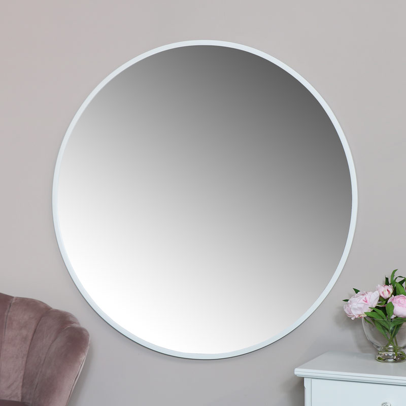 Extra Large Round White Wall Mirror, Large Round White Frame Mirror