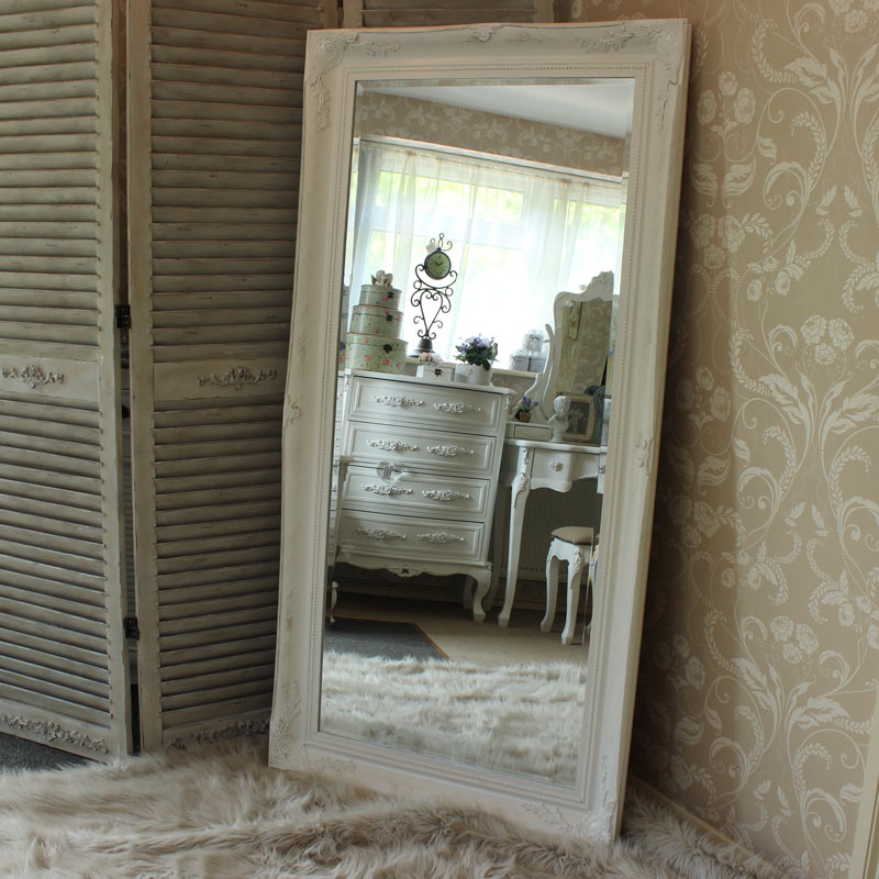 Extra Large White Ornate Mirror, Vintage White Floor Mirror