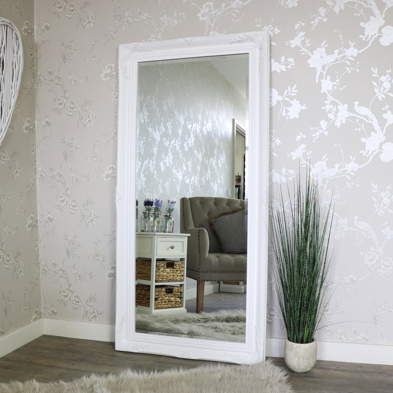 Extra Large White Ornate Wall Floor, Extra Large Leaning Floor Mirrors