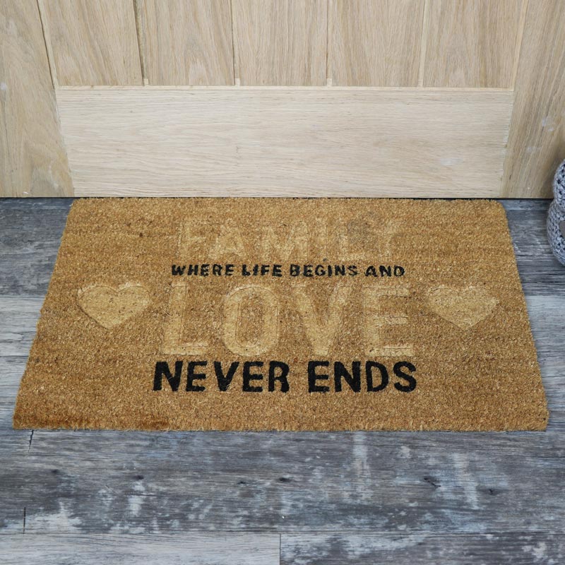 Family &  Love Coir Door Mat