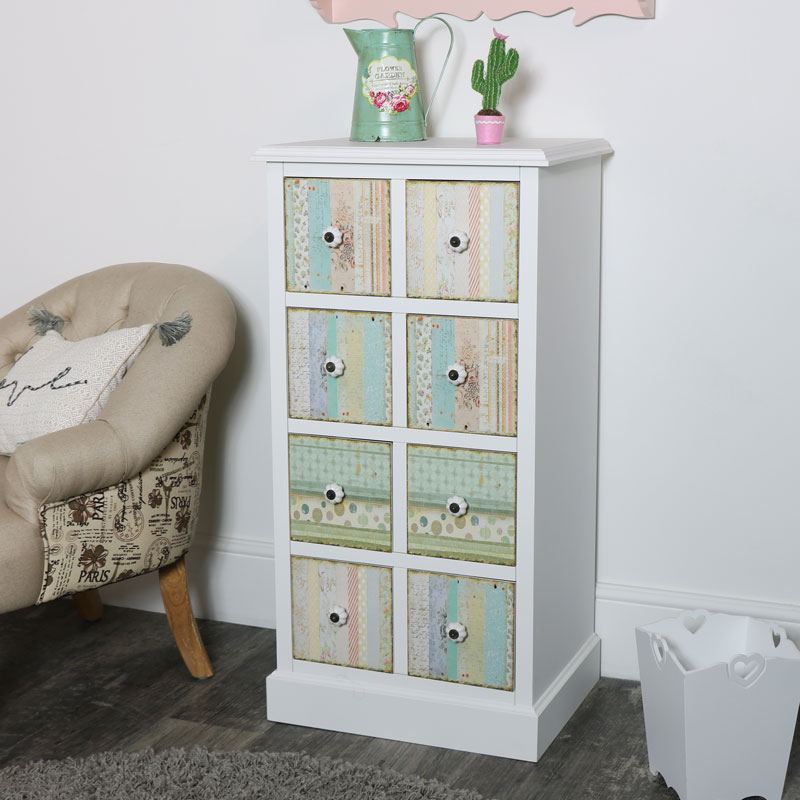 Floral 8 Drawer Tallboy Chest of Drawers