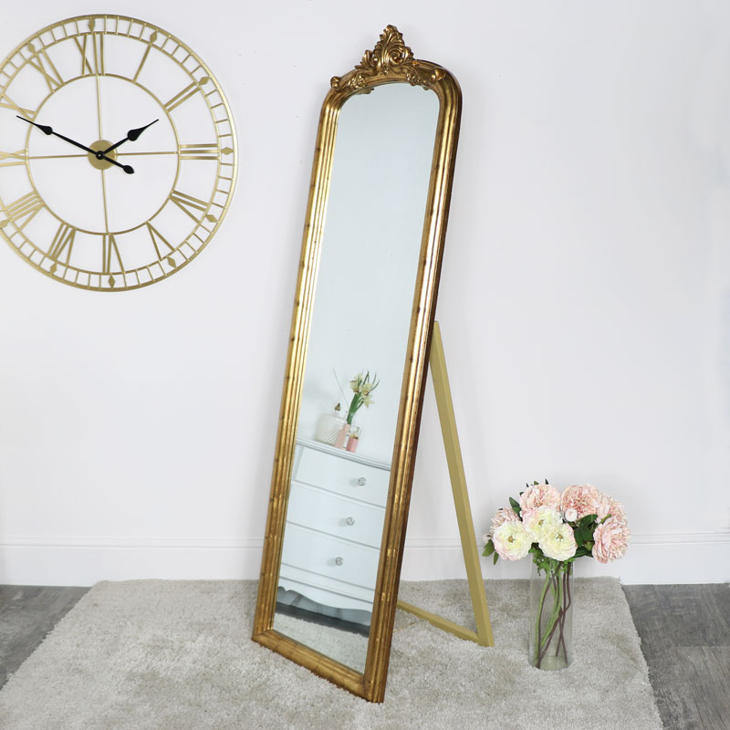 Free Standing Vintage Gold Mirror Free Standing Vintage Gold Mirror, Full Length Mirror Gold Vintage