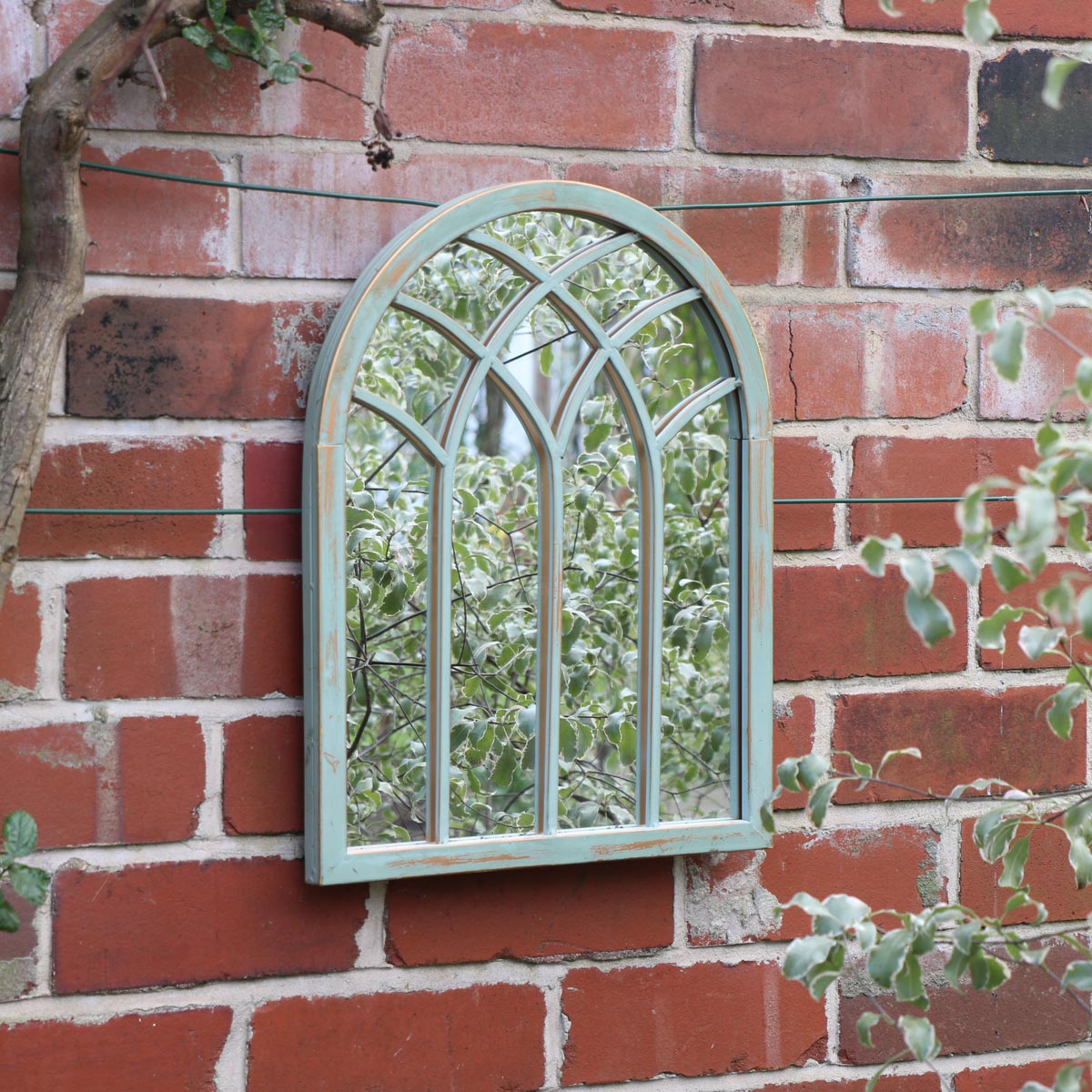 French Grey Arched Window Mirror 45cm x 35cm