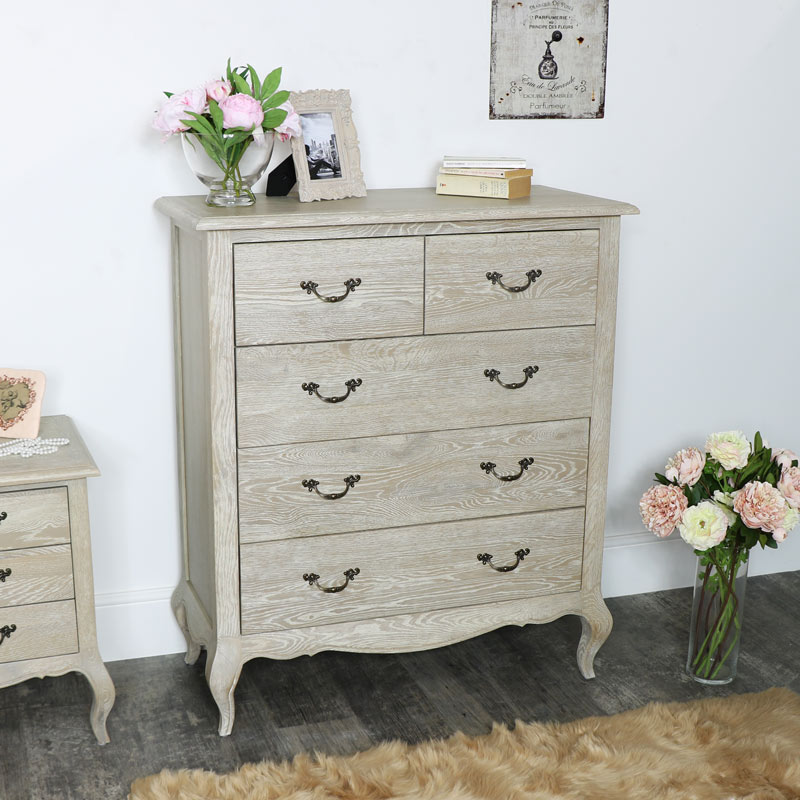 French Style 5 Drawer Chest of Drawers - Brigitte Range