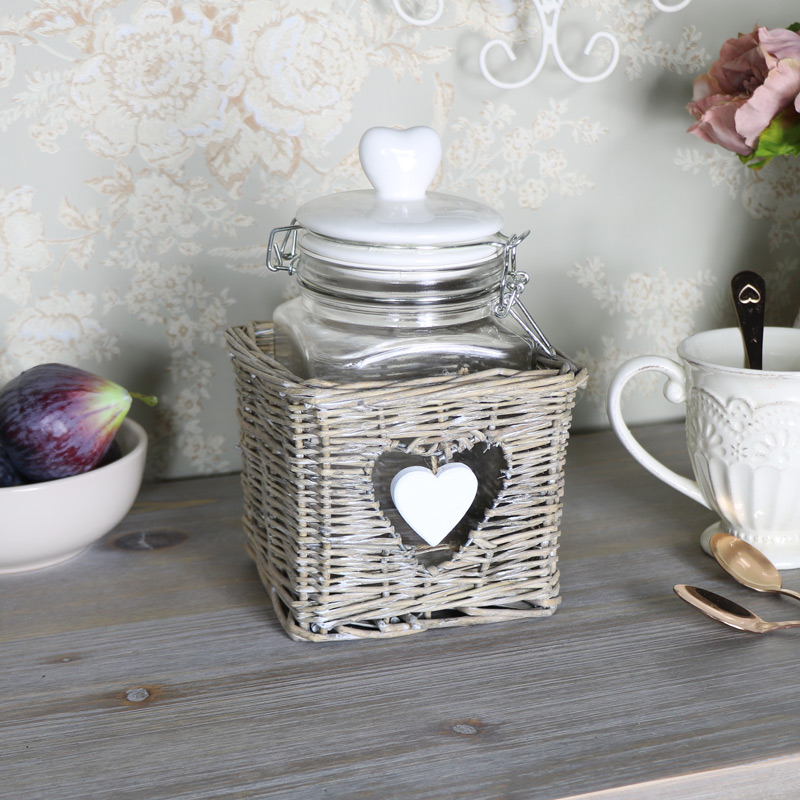 Glass Storage Jar in Wicker Holder