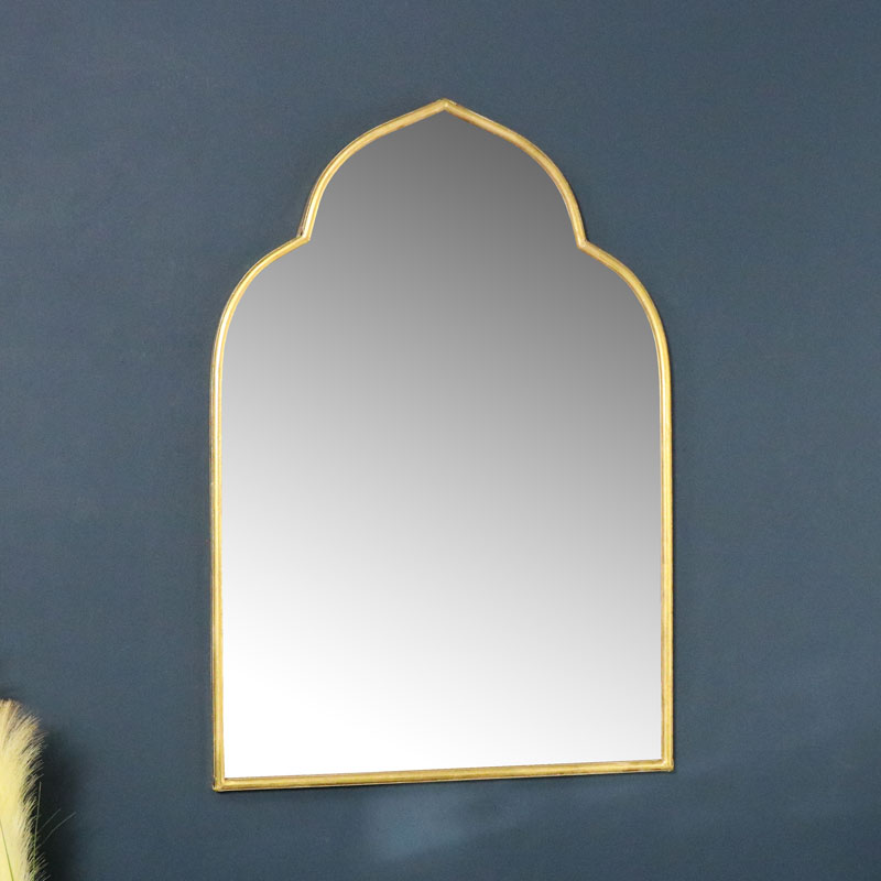 Gold Arched Wall Mirror 60cm X 88cm Gold Arched Wall Mirror 60cm X 88cm, Moroccan Wall Mirrors Uk
