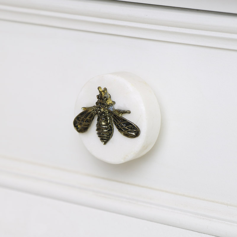 Gold Bee Marble Drawer Knob